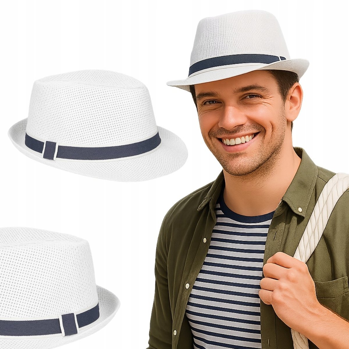 Kapelusz Damski Męski Bucket Hat Letni Plażowy Lekki Słomkowy Na Lato Wzory