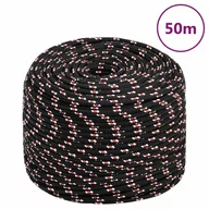 Pasmanteria - vidaXL Linka żeglarska, czarna, 6 mm, 50 m, polipropylen - miniaturka - grafika 1