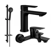 Baterie umywalkowe - Mexen Alfa DQ40 zestaw wannowy, czarny - miniaturka - grafika 1