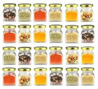Pojemniki kuchenne - 24x pojemniki szklane słoiki na przyprawy 120 ml ze złotą zakrętką fi 53 - miniaturka - grafika 1