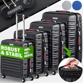 Walizki - Walizka twarda Zestaw 4 cz. Czarny ABS - miniaturka - grafika 1