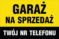 Akcesoria BHP - Tablica Szyld GARAŻ NA SPRZEDAŻ 60x40cm , GRUBE PCV 5mm - miniaturka - grafika 1