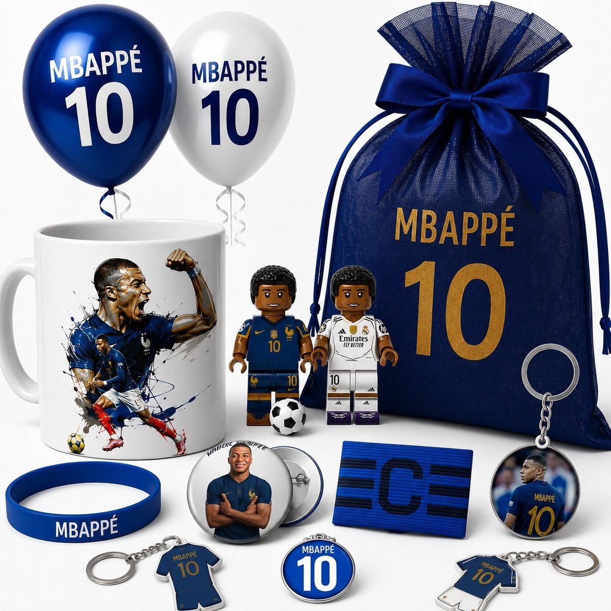 DUŻY ZESTAW KYLIAN MBAPPE PREZENTOWY XXL 20 El. KUBEK KOSZULKA REAL MADRYT
