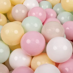 KiddyMoon Plastikowe piłeczki 7cm pastelowy beż-pastelowy żółty-biały-mięta-pudrowy róż 200 Zabawka zestaw kulek - Suche baseny - miniaturka - grafika 1
