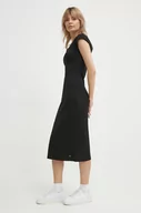 Sukienki - Tommy Hilfiger sukienka kolor czarny midi dopasowana WW0WW41273 - miniaturka - grafika 1