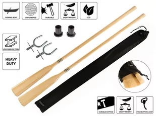 Wiosła szalupowe do łodzi 165,180 + dulki pałąkowe + osłony 40mm (komplet 2 sztuki) + pokrowiec Oar Sleeve John Paddle - 165 cm - Pływanie - miniaturka - grafika 1