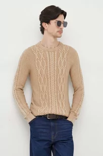Guess sweter męski kolor beżowy - Swetry męskie - miniaturka - grafika 1