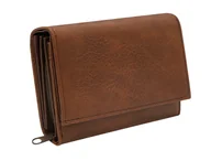 Portfele - Portfel Damski Poziomy Ze Skóry Ekologicznej, Zamykany Klapką Z Zatrzaskiem - miniaturka - grafika 1