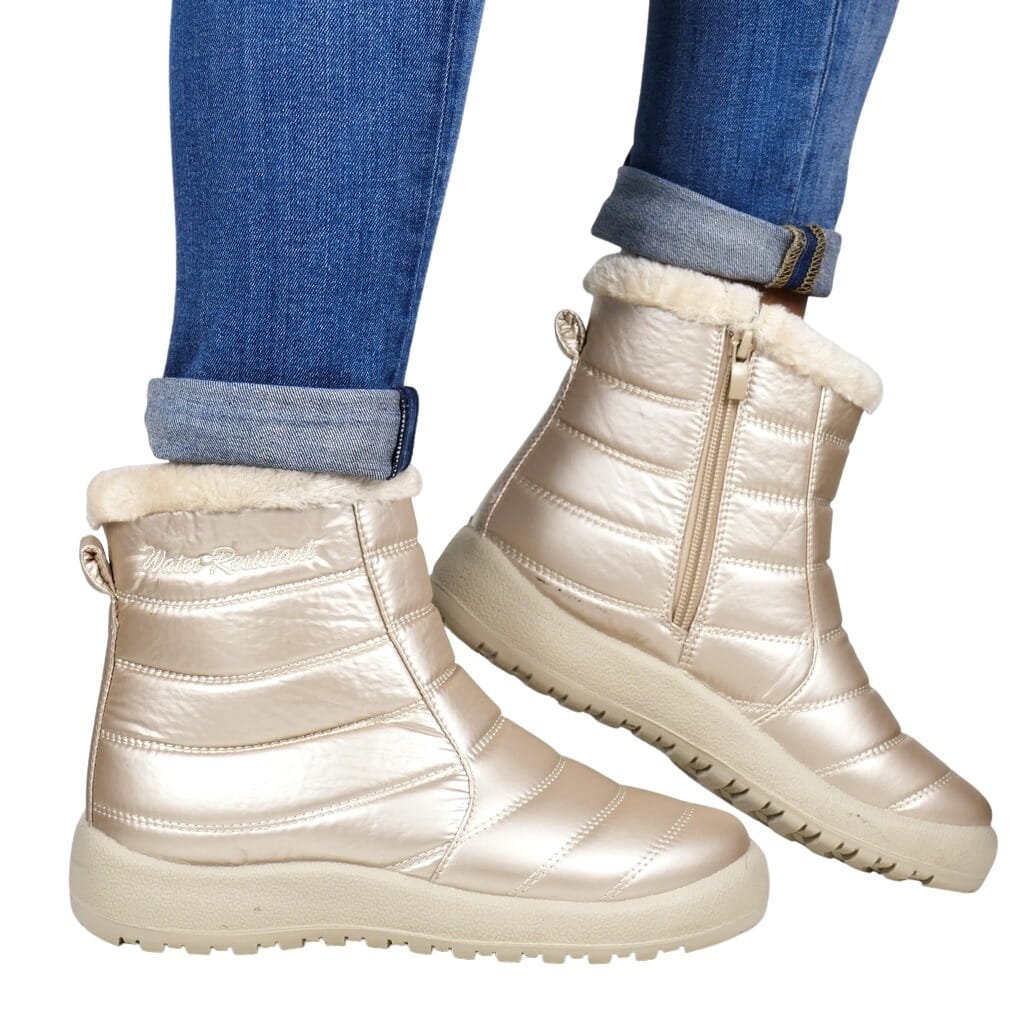Damskie Śniegowce Wodoodporne Niskie Na Zamek News 1467 Beżowe