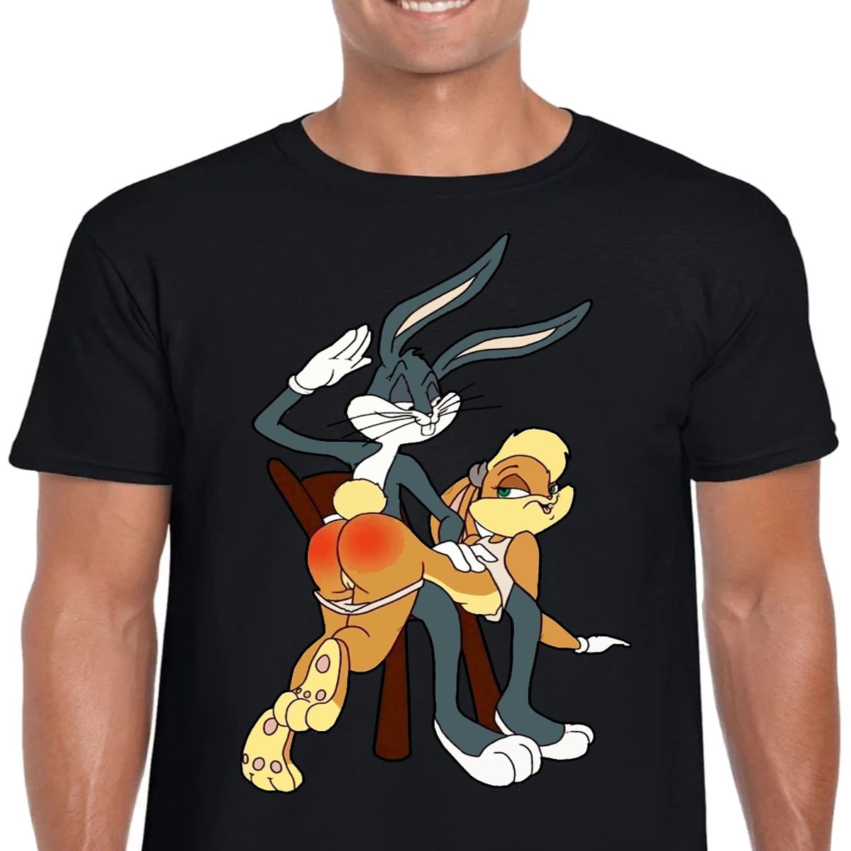 3343 Śmieszna KOSZULKA Królik Bugs LOLA M CZARNA