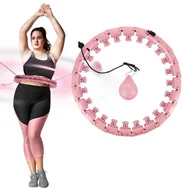Pozostały sprzęt i akcesoria do ćwiczeń - HULA HOP PINK Z WYPUSTKAMI I OBCIĄŻNIKIEM HMS HHW12 PLUS SIZE - miniaturka - grafika 1