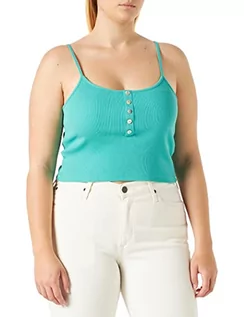 Koszulki i topy damskie - ONLY Women's ONLNESSA S/L Short Button JRS Top, Marine Green, L - grafika 1