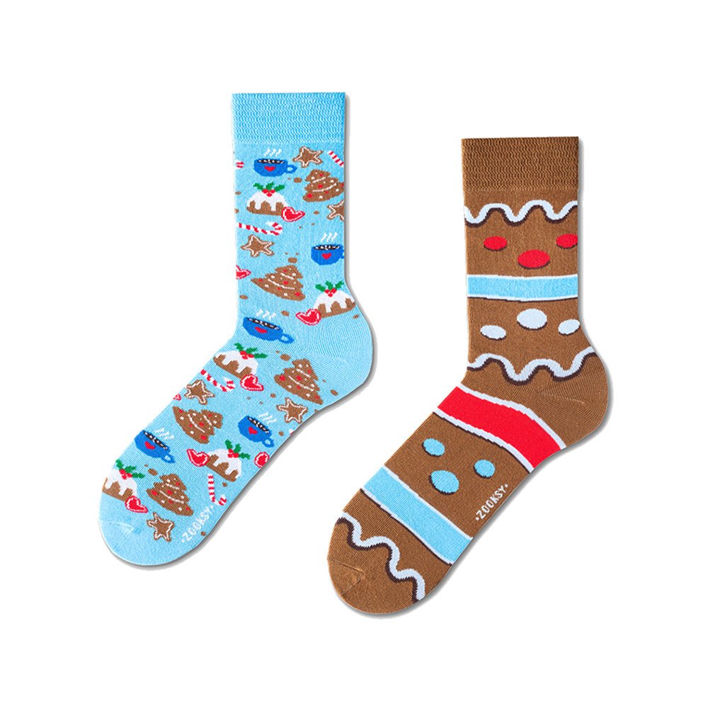 ZOOKSY kolorowe skarpetki damskie w pierniki r.36-40 1 para, długie skarpetki świąteczne pod choinkę - mixTURY PIERNIKOWE