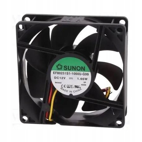 Wentylator 80x80x25 EF80251S1-1000U-G99 12V 3pin
