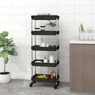 Wózki kuchenne - The Living Store Wózek kuchenny 5 półek Czarny 42x29x128 cm Żelazo i ABS - miniaturka - grafika 1