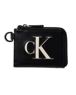 Calvin Klein Męskie skórzane etui na karty RFID, smukłe, minimalistyczne zestawy portfeli, czarny zamek do połowy, jeden rozmiar - Etui na dokumenty i karty - miniaturka - grafika 1