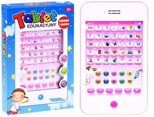 Tablet edukacyjny pierwsze słowa język polski różowy KX5738_1 - Zabawki interaktywne dla dzieci - miniaturka - grafika 1