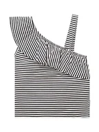 Koszulki i topy damskie - TOM TAILOR Dziewczęta Top z falbanką 1031381, 29693 - Whisper White Navy Stripe, 152 - miniaturka - grafika 1