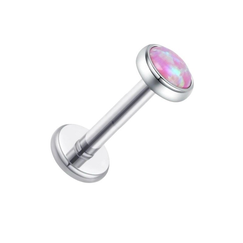 Kolczyk PIERCING Srebrny Labret z różowym opalem Tytan LOBE Helix 1,2/6/4