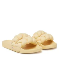 Klapki i japonki damskie - Klapki Tommy Jeans Tjw Braided Slide EN0EN02764 Żółty - miniaturka - grafika 1