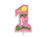 Urodziny dla dorosłych - GoDan Świeczka "My 1st Birthday", różowa SWM1R-MM - miniaturka - grafika 1
