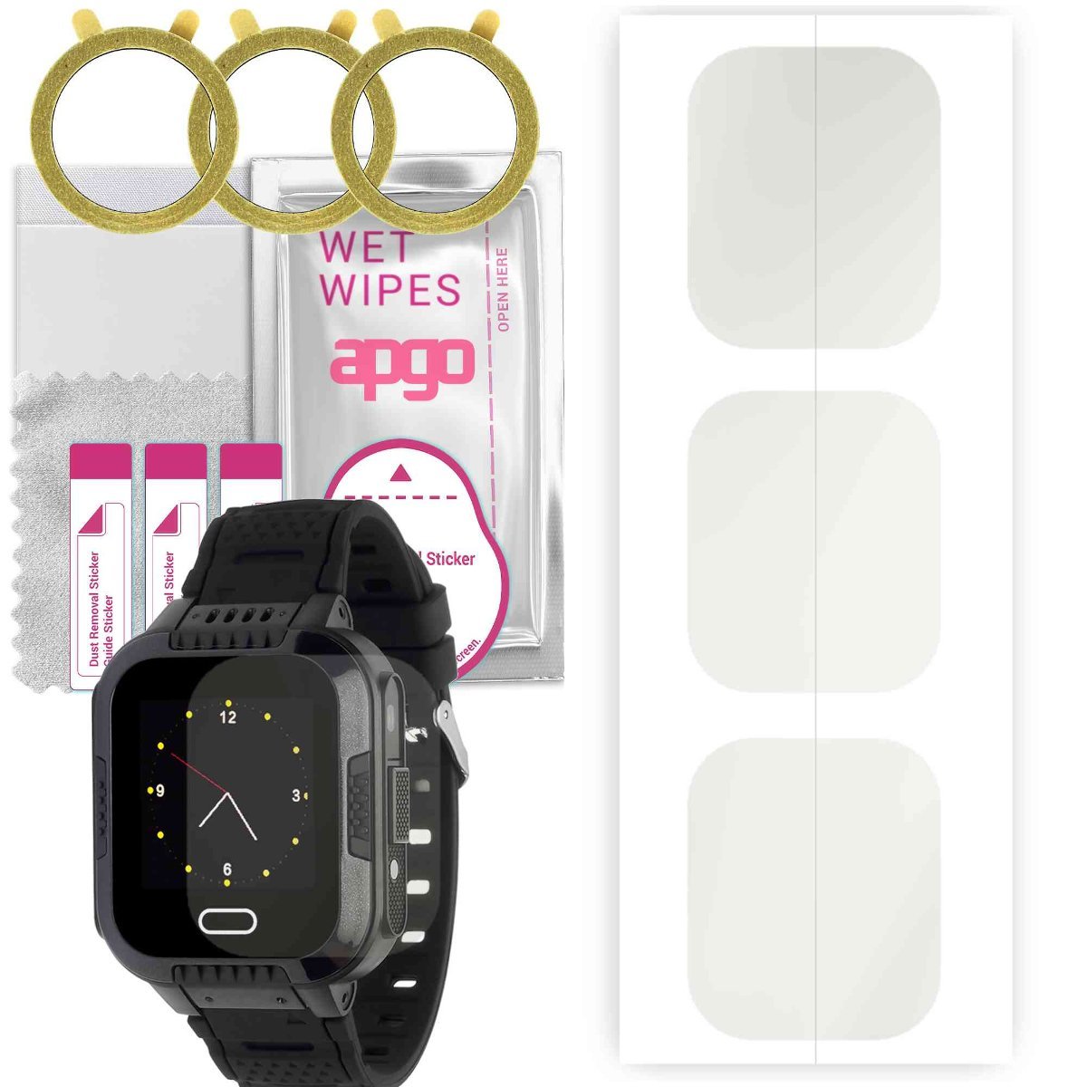 3x Folia hydrożelowa MATOWA do Garett Cool (dla dzieci) - apgo Smartwatch Hydrogel MATTE Protection Ochrona na ekran smartwatcha