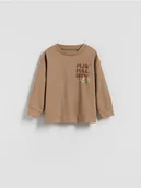 Bluzki dla niemowląt - Reserved - Longsleeve z nadrukiem - brązowy - miniaturka - grafika 1