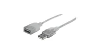 Kable komputerowe i do monitorów - PRZEDŁUŻACZ KABEL USB 2.0 A-A M/F 1,8M SREBRNY - miniaturka - grafika 1