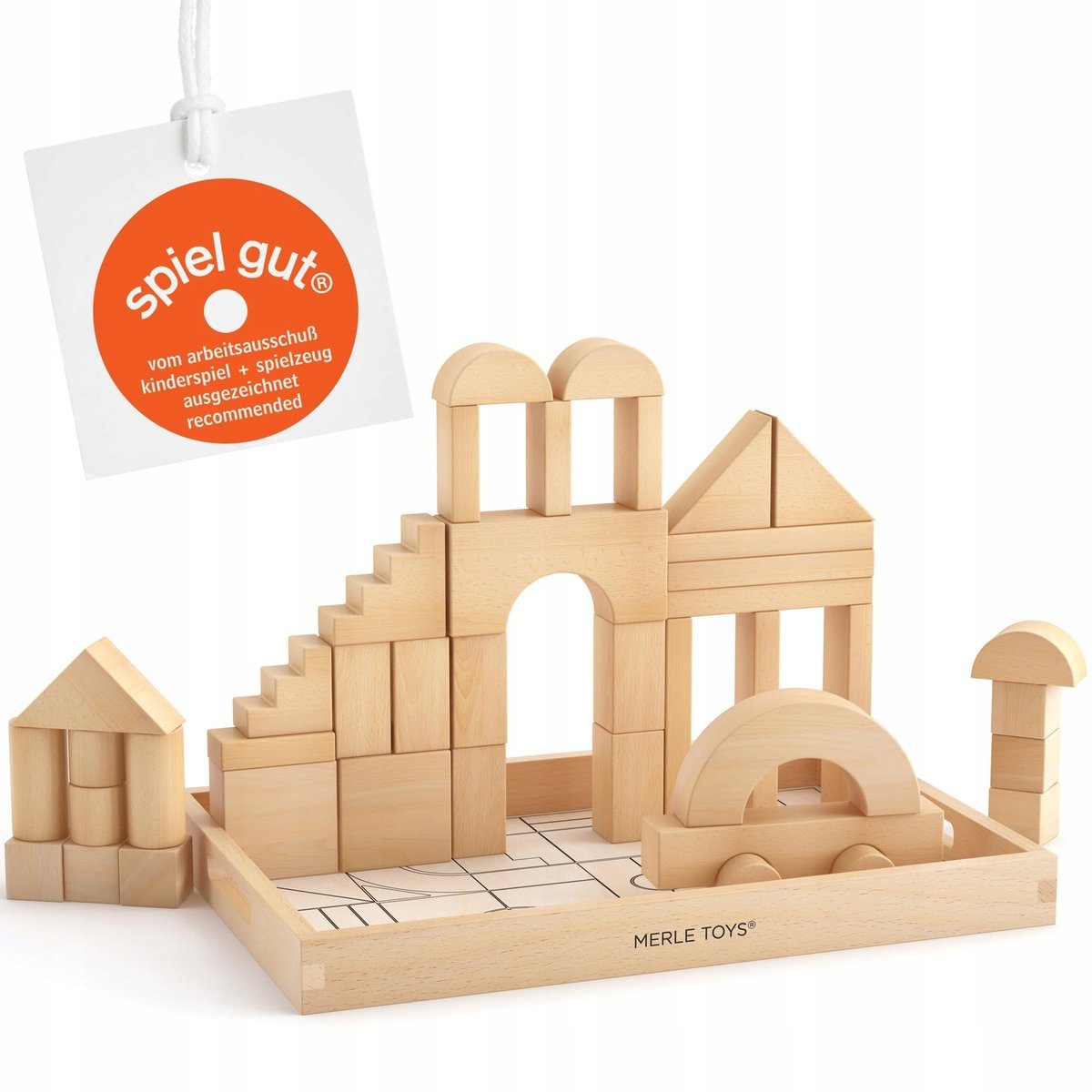 MERLE TOYS Drewniane Klocki Montessori Dla Dzieci 2+ Zestaw 46 Sztuk