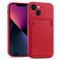 Etui i futerały do telefonów - Etui na telefon komórkowy Apple iPhone 13 Mini Silicone Case Slim Cover z miejscem na kartę, czerwone - miniaturka - grafika 1
