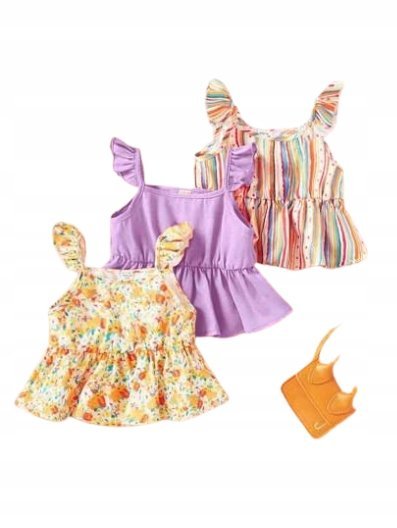 SHEIN BLUZKA DZIECIĘCA KOLOROWA 3 PACK 92 ŁWI