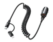 Ładowarki samochodowe - Ładowarka Samochodowa 45W z Kablem 2w1 USB-C + Lightning Remax Ruichy Series RCC356 czarna - miniaturka - grafika 1