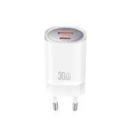 Ładowarki do telefonów - XO ładowarka sieciowa CE21 PD 30W 1x USB-C 1x USB biała - miniaturka - grafika 1