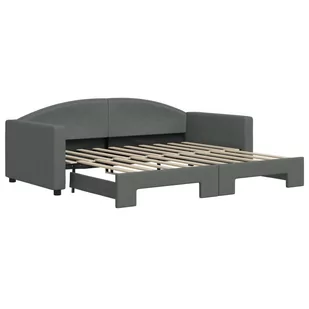 Sofa rozsuwana, ciemnoszara, 90x190 cm, tkanina Lumarko! - Łóżka - miniaturka - grafika 3