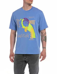 Replay Męski T-shirt z krótkim rękawem z nadrukiem, Sky Blue 961, 3XL - Koszulki męskie - miniaturka - grafika 1