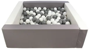 Kwadratowy suchy basen z ekoskóry z 300 piłeczkami (biały, szary/biały, szary) - Suche baseny - miniaturka - grafika 1