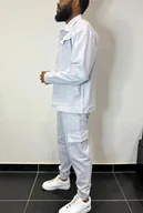 Spodnie męskie - Spodnie bawełniane cargo - jasnoszary - miniaturka - grafika 1