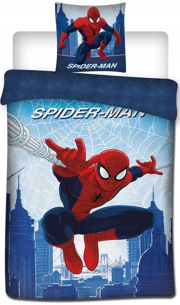 Pościel Spiderman Marvel 140x200 Niebieska Komplet pościeli Poszewka 65x65