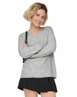 Swetry damskie - ONLY CAMILLA SWETER SZARY DAMSKI WKŁADANY PRZEZ GŁOWĘ M J9A - miniaturka - grafika 1