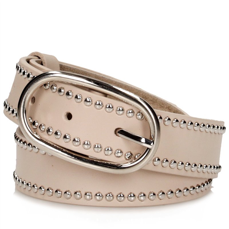 Beżowy skórzany pasek damski Toscanio 18326 - 90