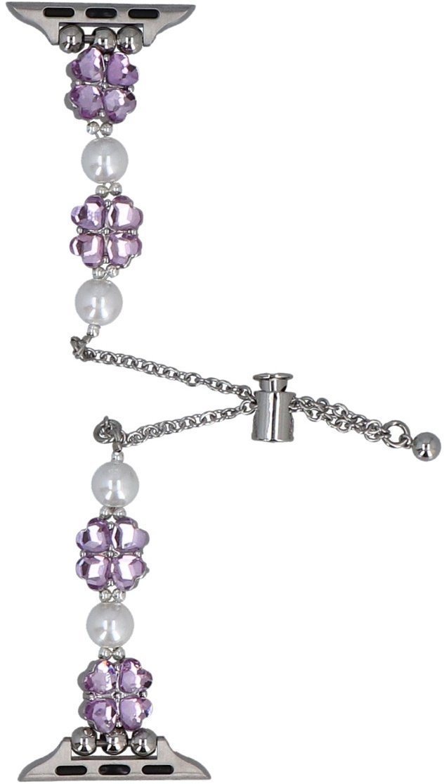 GlacierX bransoleta do smartwatcha Slider Clasp Clover Motif Bracelet Crystal Pink do Apple Watch 38/40/41mm Srebrno-różowa