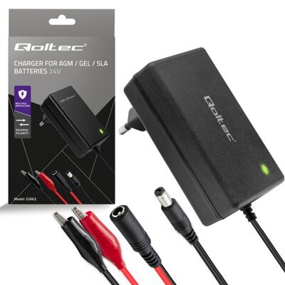 Inteligentna ładowarka QOLTEC 52662 do akumulatorów AGM GEL STD 0.8A 24V