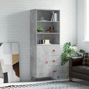 vidaXL Witrynka, szarość betonu 69,5x34x180 cm materiał drewnopochodny - Witryny - miniaturka - grafika 1