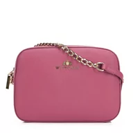 Torebki damskie - Damska listonoszka ze skóry saffiano pudełkowa na łańcuszku - miniaturka - grafika 1