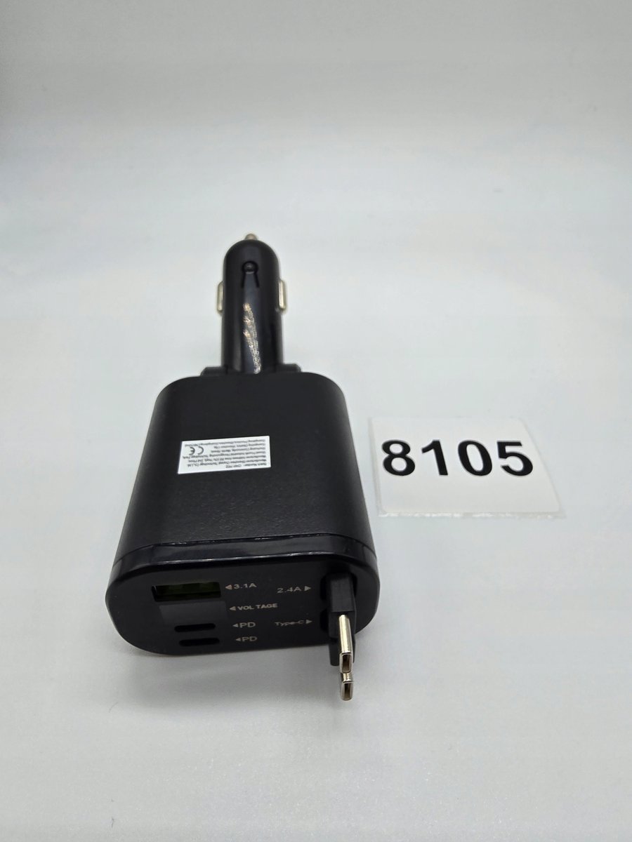 Ładowarka samochodowa 2x USB C na kablu rozwijana (8105)