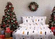 Pościel - Biała pościel 220x200 flanelowa w choinki Flavetta 87A Matex - miniaturka - grafika 1