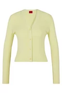 Swetry damskie - HUGO Damski kardigan Sarmeeny Knitted, Light/Pastel Yellow745, L - miniaturka - grafika 1