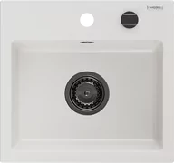 Zlewozmywaki - Mexen Milo zlewozmywak granitowy 1-komorowy 435 x 410 mm, biały, syfon czarny - 6505441000-20-B - miniaturka - grafika 1