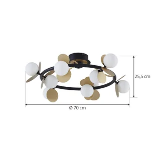 Lucande Lampa sufitowa LED Pallo, 9-punktowa, czarny/złoty, szkło - Lampy sufitowe - miniaturka - grafika 2