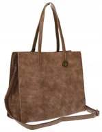 Torebki damskie - Torebka Damska Shopperka Pojemna A4 duża modna torba teczka 3639 Brązowa - miniaturka - grafika 1